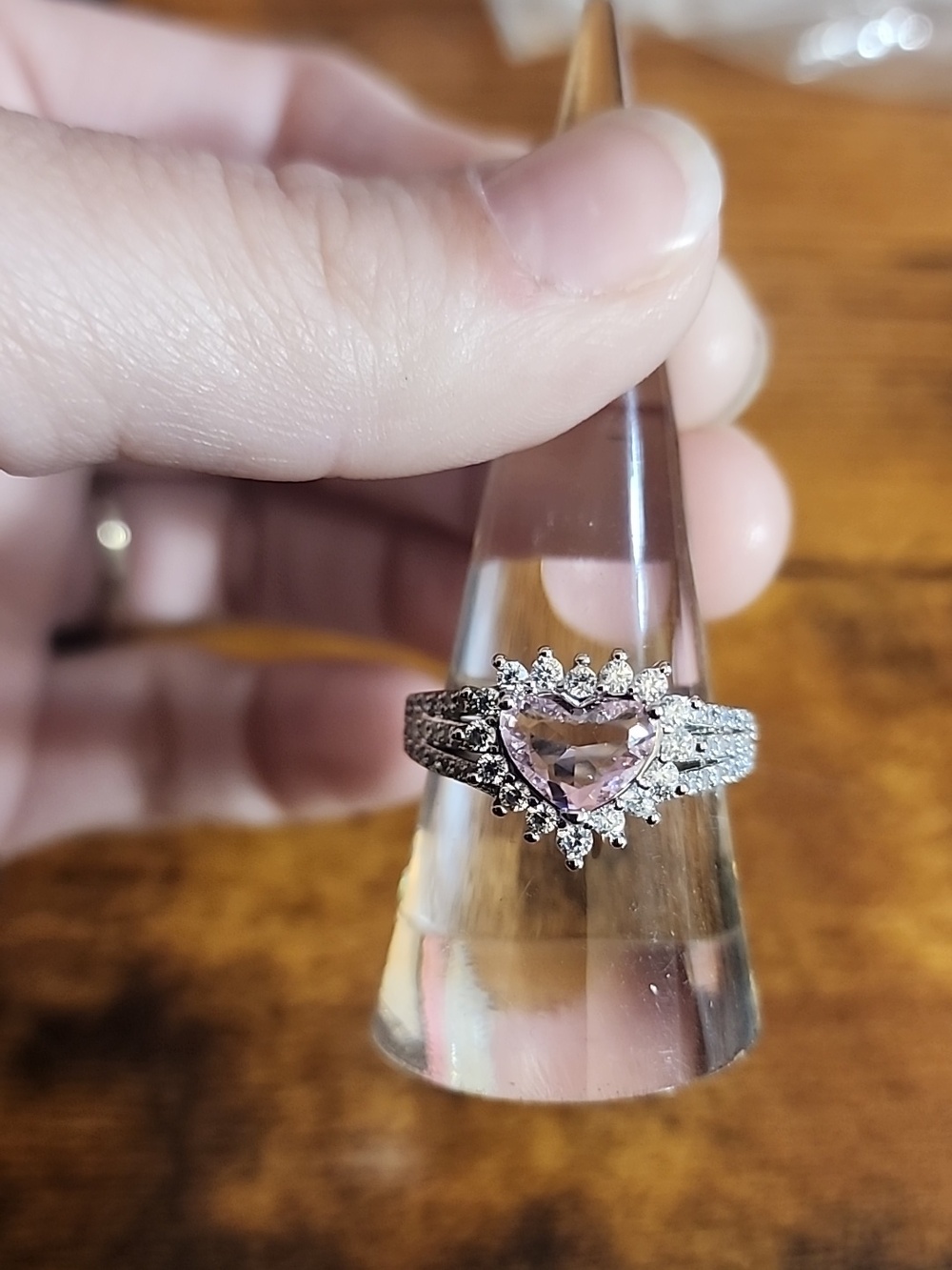 FP Size 7 925 Stylever 1pc 925 Sterling Sliver Vintage Pink Diamond Heat- Shaped